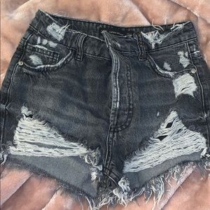 Zara black ripped shorts
